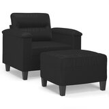  The Living Store Fotelj s stolčkom za noge črn 60 cm umetno usnje - Kavč S Stolčkom Za Noge, (21447975) | Shoptok.si