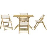 vidaXL 5-dijelni sklopivi bistro set s krem bijelim jastucima bambus | shoptok.hr