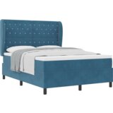 Box Spring Krevet s Madracem Tamnoplavi 160x200 cm Baršun | shoptok.hr