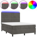  Box spring postelja z vzmetnico LED temno siva 140x190 cm žamet, (20789298) | Shoptok.si