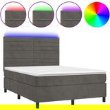  Box spring s madracem LED tamnosivi 140x190 cm baršun | shoptok.hr