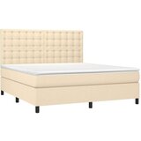  Krevet s oprugama i madracem krem 160x200 cm od tkanine | shoptok.hr