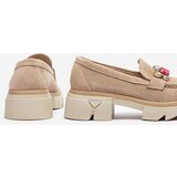 Resti Light brown openwork women's moccasins with ornament Bokkso- Footwear | Shoptok.si
