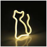  LED neonska zidna dekoracija CAT LED/3W/3xAA USB žuta | Eponuda.com