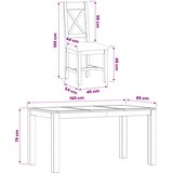  Blagovaonski set 5 kom. Siva Čvrsto Hrastovo Drvo 150 x 85 x 75 cm | shoptok.hr