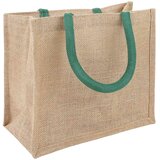  Torbe od jute 5 Prirodna i zelena 26 x 22 x 14 cm 100% Jut Slike