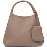 Shelvt Elegant dark beige handbag with a toiletry bag inside Cene