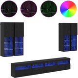  Set Zidnog TV Ormara s LED Osvjetljenjem Zidne 7 pcs Crni hrast | shoptok.hr