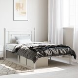  The Living Store Kovinski posteljni okvir z vzglavjem bel 107x203 cm - Posteljni Okvir, (21531936) | Shoptok.si