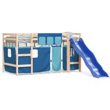vidaXL Otroški pograd z zavesami modra 80x200 cm trdna borovina, (20930097) | Shoptok.si