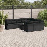 vidaXL 11-dijelni set vrtnih sofa od poliratana s jastucima crni Cijene