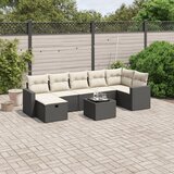 Maison Chic Seti vrtnega pohištva - Vrtna garnitura - Vrtni pohištvo set 8-delna z blazinami črn poli ratan, (21800572) | Shoptok.si