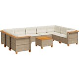 vidaXL 10-dijelni set vrtnih sofa s jastucima bež od poliratana | shoptok.hr