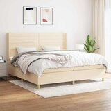  Krevet s oprugama i madracem krem 200 x 200 cm od tkanine | shoptok.hr