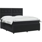  Boxspring krevet s madracem Crna 140 x 190 cm Baršun - Crna 140 x 190 cm Prošiveno gumbima | shoptok.hr