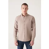 Avva Men's Mink Buttoned Collar Easy to Iron Oxford Cotton Regular Fit Shirt