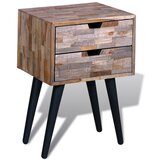 Furnova Nočna omarica z 2 predaloma iz predelane tikovine, (21927102) | Shoptok.si