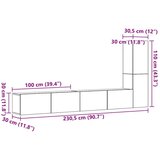  3-dijelni zidni TV ormarić Artisan hrast izrađen od drva | shoptok.hr