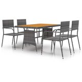  5-dijelni vanjski blagovaonski set od poliratana sivi | shoptok.hr
