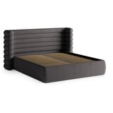 Micadoni Temno siva oblazinjena zakonska postelja s prostorom za shranjevanje z letvenim dnom 160x200 cm Mount – | Shoptok.si