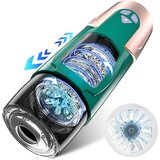 Paloqueth Electric Thrusting & Rotating Masturbator with 7 Modes and Realistic 3D Channel Green Cene