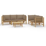The Living Store Vrtna sedežna garnitura 6-delna s taupe blazinami bambus - Vrtna Sedežna Garnitura, (21421597) | Shoptok.si