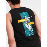 Ombre Men's Summer Vibe printed cotton tank top - black | ePonuda.com