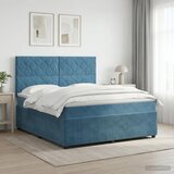  Boxspring krevet s madracem Plava 160 x 200 cm Baršun - Plava 160 x 200 cm Dizajn s rombovima | shoptok.hr