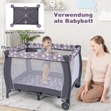  Sklopivi putni krevetić 3 u 1 s madracem i visećom igračkom, glazbena kutija, siva | shoptok.hr