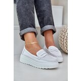 PE1 Women's Leather Moccasins On Platform And Wedge White Elanindel | Shoptok.si