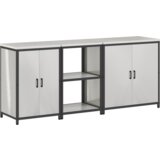 vidaXL Kuhinjski komplet za shranjevanje s polico Drugo s shranjevanjem z vrati 3 pcs Srebrna | Shoptok.si