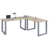 MID.YOU Kotna Pisalna Miza Lona, Barva Hrasta, Srebrna, 220x190cm | Shoptok.si