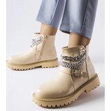 Gemre Beige ankle boots with decorative chains Mezzavia | shoptok.hr
