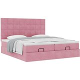  Otomanski posteljni okvir z vzmetnicami roza 180x200cm žamet, (21781333) | Shoptok.si