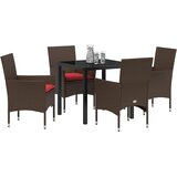  Set stola i stolica s jastukom 5 pcs Smeđa PE ratan | shoptok.hr