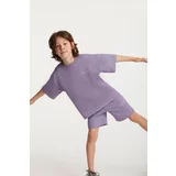 GRIMELANGE Bogota Knitted Comfort Fit Tracksuit Set Purple Round Neck with Embroidery/Embroidery