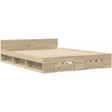 vidaXL Posteljni okvir s predali sonoma hrast 150x200cm inženirski les | Shoptok.si
