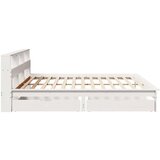  Knjižna postelja brez vzmetnice bela 200x200 cm trdna borovina | Shoptok.si