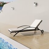 The Living Store Ležalnik z blazino in kolesi poli ratan črn - Ležalnik, (21483426) | Shoptok.si