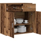 vidaXL Strani šal s predalom s polico Stari les 79 x 38 x 80 cm Konstruiran les | Shoptok.si