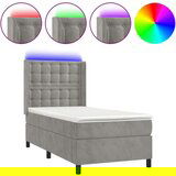  Box spring postelja z vzmetnico LED svetlo siva 100x200cm žamet, (20790180) | Shoptok.si