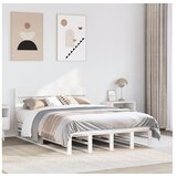 vidaXL Posteljni okvir brez vzmetnice bel 135x190 cm trdna borovina Cene