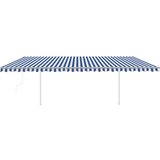  Automatska tenda na uvlačenje sa stupovima 6 x 3 m plavo-bijela | shoptok.hr