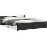  Posteljni okvir črn iz trdnega lesa 150x200 cm 5FT, (20644050) | Shoptok.si