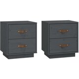  Nočna omarica 2 kosa siva 40x34x45 cm trdna borovina, (20734509) | Shoptok.si