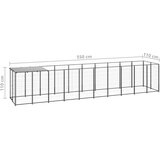  Pasji boks črn 6,05 m² jeklo - - črna - 39.55 - 550 x 110 x 110 cm - 2025- | Shoptok.si