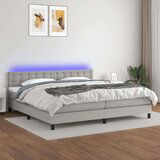  Box spring postelja z vzmetnico LED sv. siva 200x200 cm blago, (20937203) Cene
