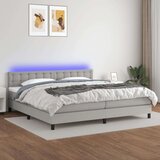 Krevet box spring s madracem LED svjetlosivi 200x200 cm tkanina Cijene