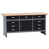 KÜPPER Delovni pult (Do x Š: 60 x 170 cm, Delovna višina: 84 cm, Nosilnost: 300 kg, Črna, Število predalov: 9 kos) | Shoptok.si