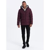 Ombre Men's winter jacket with unusual quilting - maroon | shoptok.hr